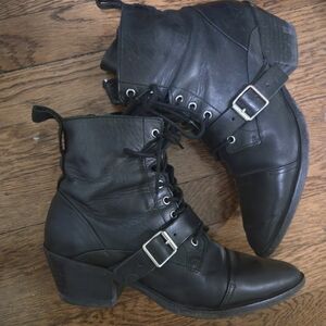 Black Leather Ankle Boots